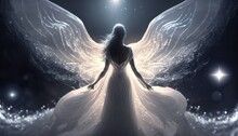 Beautiful Angel In White Clothing, Surrounded By A Halo Of Light, Artificial Intelligence, Generative Ai.