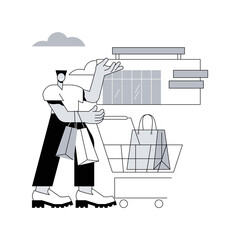 Poster - Big box store abstract concept vector illustration. Superstore, big box discounter, large area store, shopping center, retail park, general merchandise, specialized megastore abstract metaphor.
