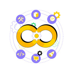 Poster - app life cycle isolated cartoon vector illustrations. app life cycle bubble, devsecops system, moder