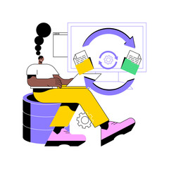 Poster - data migration isolated cartoon vector illustrations. software to automate business processes, forms