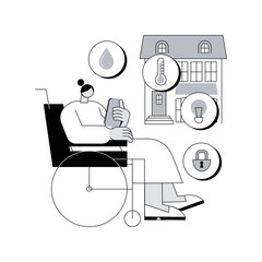 Poster - smart technology for persons with disabilities abstract concept vector illustration. home automation