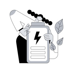 Poster - Eco battery abstract concept vector illustration. Eco charging solution, environmentally friendly battery, innovative eco-solution, rechargeable, energy storage technology abstract metaphor.