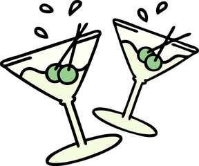 Sticker - martini glasses clinking