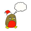 © lineartestpilot - thought bubble cartoon christmas robin wearing santa hat