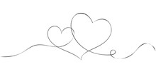 Hand Drawn Heart Sketch, Two Hearts Doodle Line Art, One Line Drawing, Valentine’s Day, Mother Day, Birthday Concept. Symbols Heart