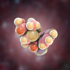 Wall Mural - Molecular model of amoxicillin antibiotic, 3d illustration