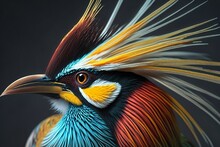 Bird Of Paradise. Amazing Colors Of Bird Of Paradise. Generative AI