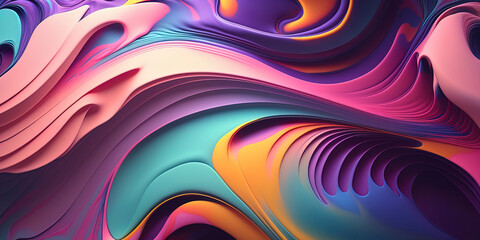 Wall Mural - illustration of colorful wavy abstract layers as panorama background wallpaper