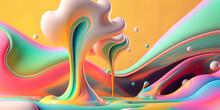 Wonderful Abstract Futuristic And Design Wallpaper With Spheres, Waves Ans Twirls Fresh Colors Painting. AI-Generated