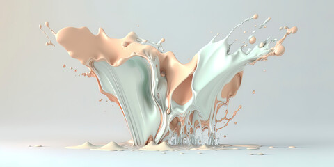 Wall Mural - Creamy liquid splash with pastel colors. AI-Generated