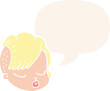 © lineartestpilot - cartoon female face and speech bubble in retro style