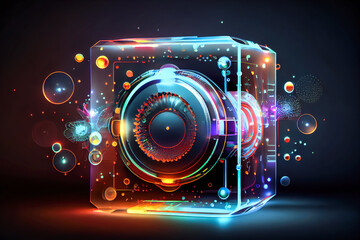 Poster - abstract 3d futuristic object. Generative AI