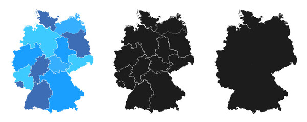 Wall Mural - germany map with division into federal lands and without division - for stock