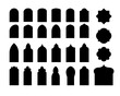 Set arabic arch window and doors. Traditional design and culture vector shape. Ramadan kareem silhouette icon PNG