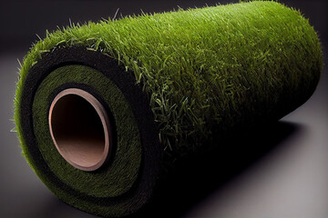 artificial turf grass roll sports ground cover illustration Generative AI