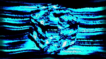 Poster - Black background in a blurry form. Motion. Orange and blue background in shiny opening boxes made in abstraction.