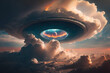 UAP UFO, unidentified flying object, alien spacecraft invasion on earth. city ​​invaded by beings from another world created with Generative AI technology