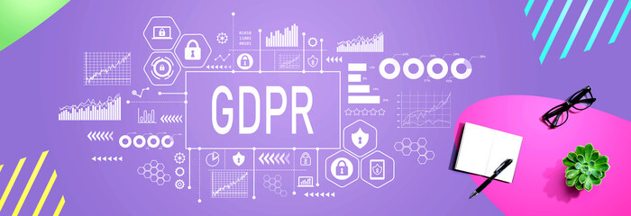 Poster - GDPR with a notebook and a pen