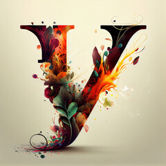 Wall Mural - The beauty of the letter Y in Asian style calligraphy