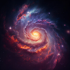 Wall Mural - Universe - spiral galaxy with stars in space. Abstract cosmos background. Generative AI 