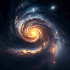 Wall Mural - Universe - spiral galaxy with stars in space. Abstract cosmos background. Generative AI 