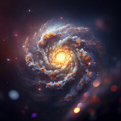 Wall Mural - Universe - spiral galaxy with stars in space. Abstract cosmos background. Generative AI 