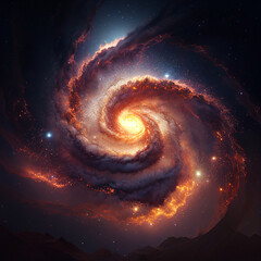 Wall Mural - Universe - spiral galaxy with stars in space. Abstract cosmos background. Generative AI 
