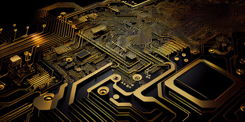 Abstract computer chip background concept. Generative AI.