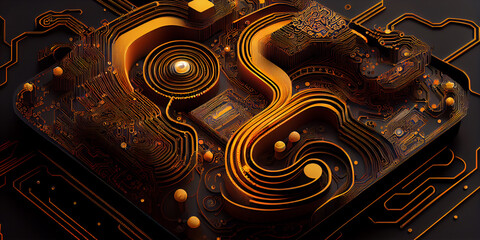 Abstract computer chip background concept. Generative AI.