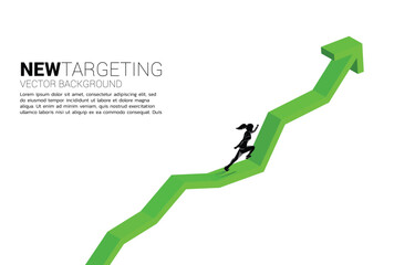 Poster - Silhouette of businesswoman running from start line on growing graph. Concept of people ready to start career and business