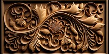 3d Wooden Pattern Panel , With Java Wooden Carving Background For Wall, Carved Into Wooden With Abstract Motif By Ai Generative