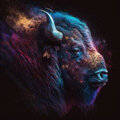 Wall Mural - Generative AI - SpaceAnimals 084: A digital painting of a vivid color space animal