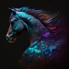 Wall Mural - Generative AI - SpaceAnimals 047: A digital painting of a vivid color space animal