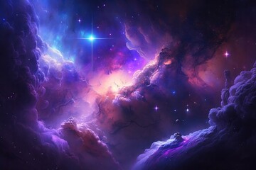 Wall Mural - purple galaxy universe background, generative ai