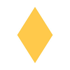 Yellow rhombus shape for kids. 2d shape symbol of rhombus. Vector illustration isolated on white background.