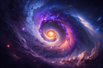 Wall Mural - Spiral abstract space universe background . Astrology and astronomy illustration, generative ai