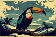 Tukan auf einem Ast in schöner Tropeninsel Umgebung / Wallpaper