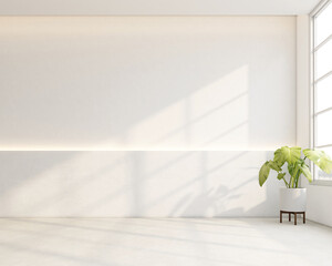 Wall Mural - Minimalist style empty room decorated with white concrete wall and white concrete floor. 3d rendering	
