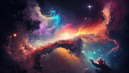 Wall Mural - outer space with stars, constellations, galaxies and nebulae. generative ai