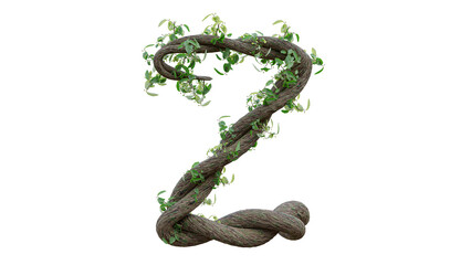 Wall Mural - Tree grow or vine in the shape of the English text. Letter font Z. 3D Render.