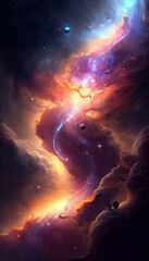 Wall Mural - bright outer space with stars, constellations, galaxies. generative ai