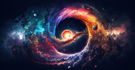 Wall Mural - cosmos with stars, planets, constellations and galaxies. generative ai