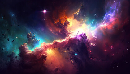 Wall Mural - background of cosmic sky with stars, constellations, galaxies and nebulae. generative ai