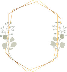 Wall Mural - Luxury floral leaf wreath gold frame