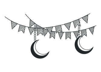 Sticker - crescent moons in garlands