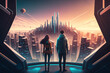 © agungai - a man and a woman who is looking at other worlds in the metaverse Generative AI