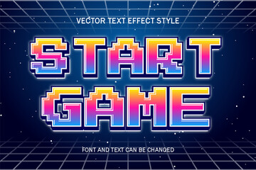 start game pixel art 3d editable text effect font retro vintage style games template background desi
