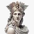 Sculpture of Athena Greek mythological goddess of battle strategy, and wisdom isolated on a white background, generative ai