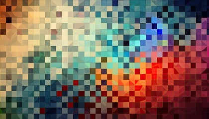 Designer Background with Mosaic patterns and Mild color palette with Geometric Shapes in Bold Colors - Modern Wallpaper Template with Vibrant Hues and Polygonal Pattern (generative AI)