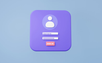 Poster - minimal cartoon signin icon username password. personal online account, profile name, secure login w